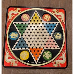 Vintage Pressman Chinese Checkers Tin Litho Dragon Board Game
